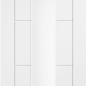 Internal White Laminate Pre-Finished (CLEAR GLASS) Ladder Semi Solid Core Door